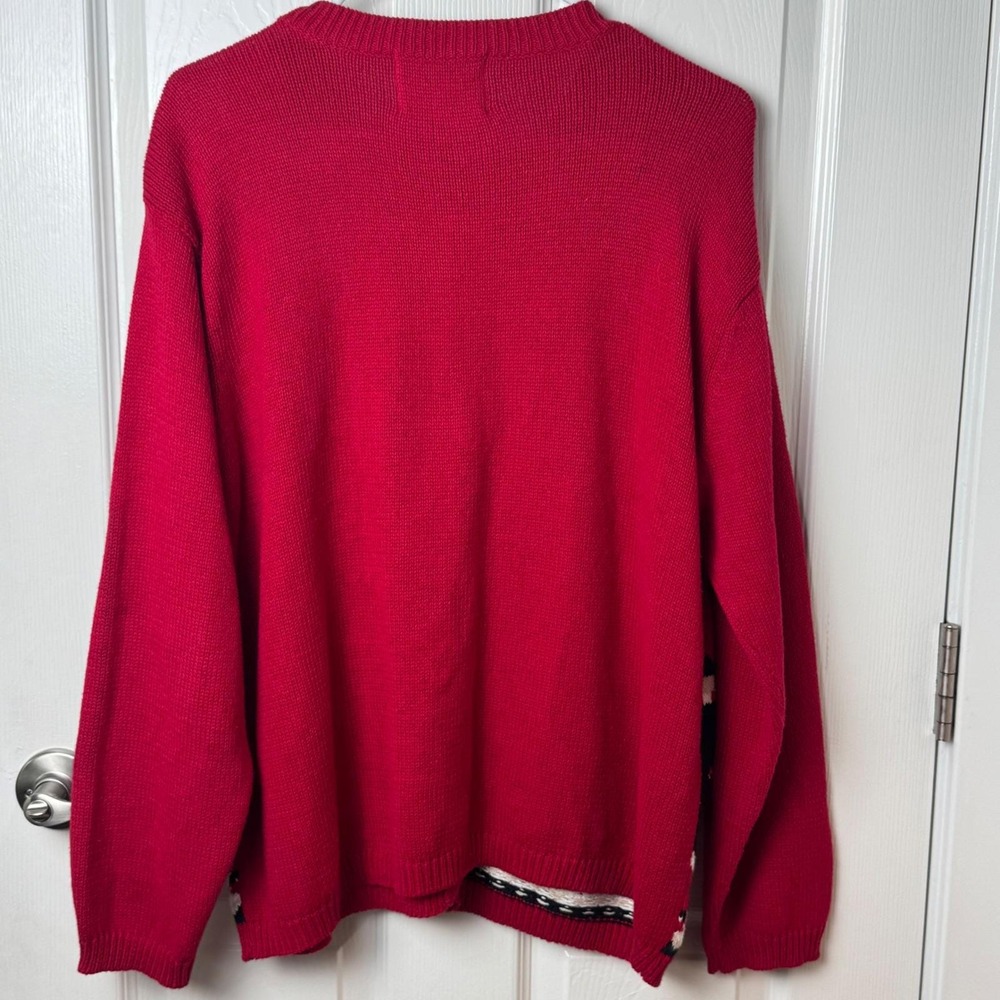 Heirloom Collectibles Cardigan Sweater Women L Red Patriotic Stars Flag Floral - Picture 4 of 6